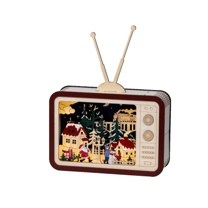 Kaemingk LED Festive Vintage TV Plywood Scene Kaemingk LED Festive Vintage TV Plywood Scene