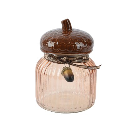 Kaemingk Acorn Short Glass Storage Jar Kaemingk Acorn Short Glass Storage Jar