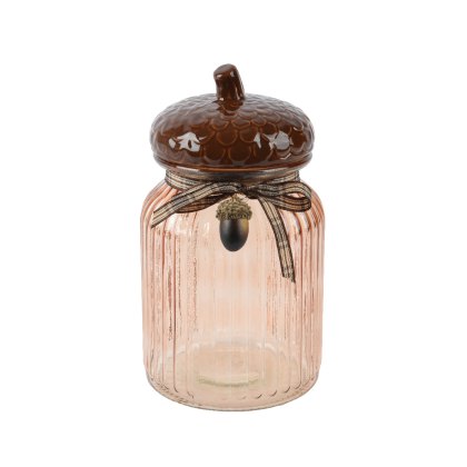 Kaemingk Acorn Tall Glass Storage Jar Kaemingk Acorn Tall Glass Storage Jar