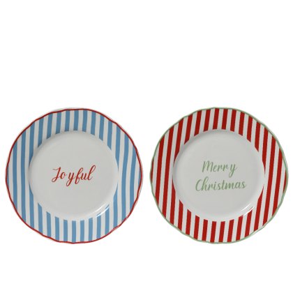 Kaemingk Festive Striped Breakfast Plate Kaemingk Festive Striped Breakfast Plate