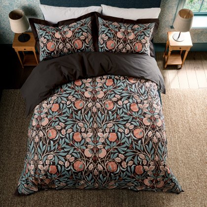 Morris & Co Olive & Rose Indigo Blush Duvet Cover Set