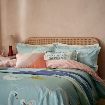 Yvonne Ellen Sister Swans Aqua Duvet Cover Set