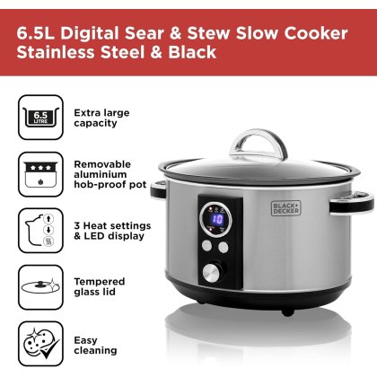Black & Decker 6.5L Digital Slow Cooker