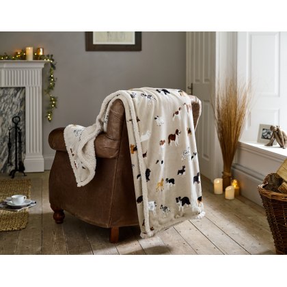 Deyongs Sherpa Fleece Throw Mixed Dogs