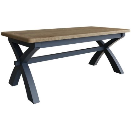 Heritage Editions Blue 2m Extending Cross Leg Dining Table & 4 Ladder Back Chairs