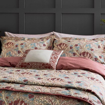 Morris & Co Artichoke Grey & Wine Duvet Set