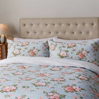 Fable Wild Rose Duck Egg Duvet Cover Set
