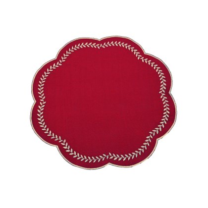 Waltons Scalloped Embroidered Leaf Placemats Red Waltons Scalloped Embroidered Leaf Placemats Red
