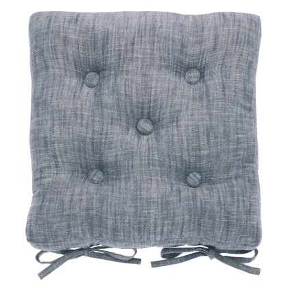 Waltons Chambray Seat Pad & Ties Flint Blue Waltons Chambray Seat Pad & Ties Flint Blue