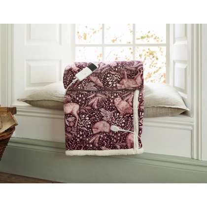 Deyongs Wine Woodland Folk Heated Sherpa Throw