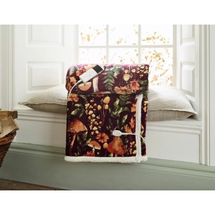 Deyongs Wine Mushroom Heated Sherpa Throw