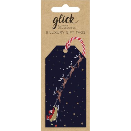 Glick Santa Sleigh Tree Gift Tag 6Pk