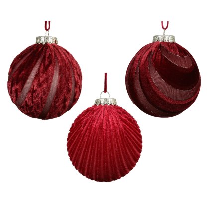 Kaemingk Oxblood Velvet Bauble Kaemingk Oxblood Velvet Bauble