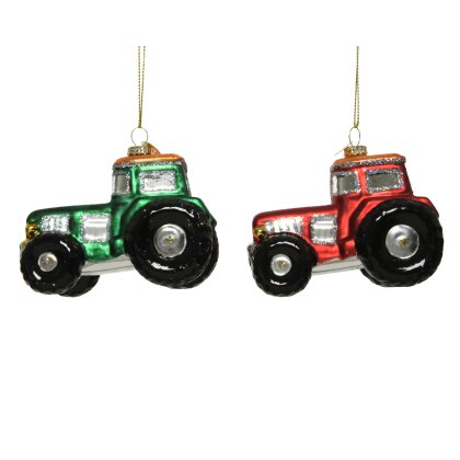 Kaemingk Glass Tractor Tree Decoration Kaemingk Glass Tractor Tree Decoration