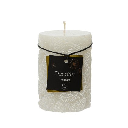 Kaemingk Snow Leaf White Pillar Candles Kaemingk Snow Leaf White Pillar Candles