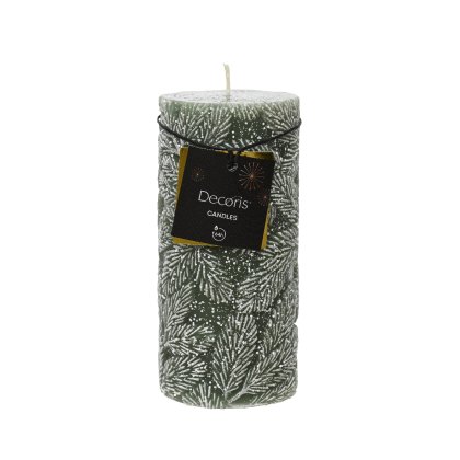 Kaemingk Snow Leaf Green Pillar Candles