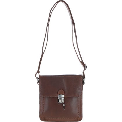 Ashwood Leather Medium Buckle Crossbody Bag Brown