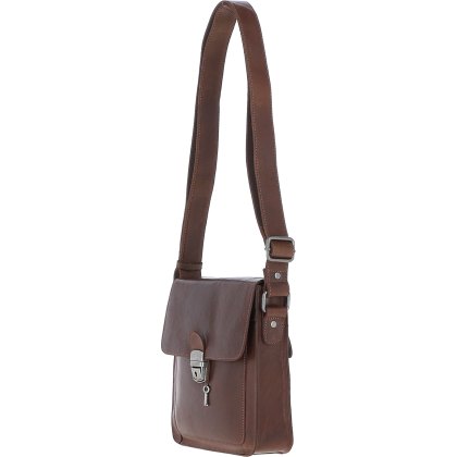 Ashwood Leather Medium Buckle Crossbody Bag Brown