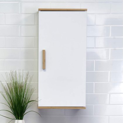 Showerdrape Nola Bamboo White Single Wall Cabinet