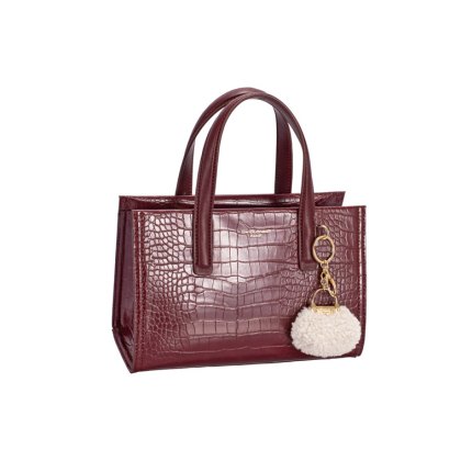 David Jones Small Croc Bag Windsor Wine