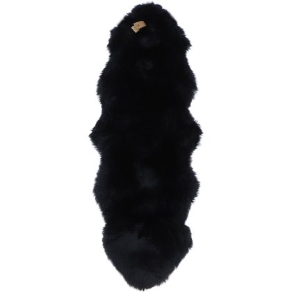 Ashwood Leather Double Rug Fenland Long Wool Black Ashwood Leather Double Rug Fenland Long Wool Black
