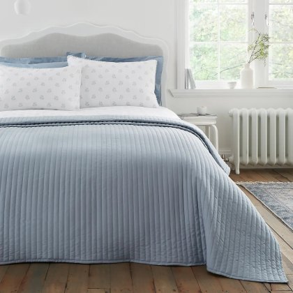 Bianca Blue Quilted Lines Bedspread