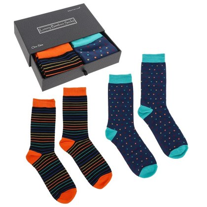 Shudehill Mens Bamboo Socks Gift Box Dot Stripe Shudehill Mens Bamboo Socks Gift Box Dot Stripe