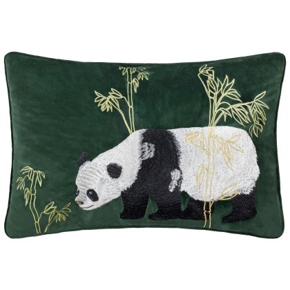 Paoletti Chuan Tranquil Panda Emerald Feather Filled Cushion
