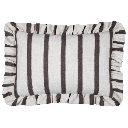 Paoletti Connie Chocolate Striped Ruffle Cushion