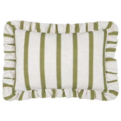 Paoletti Connie Olive Striped Ruffle Cushion