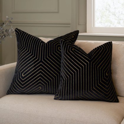 Paoletti Evoke Cut Black Velvet Cushion