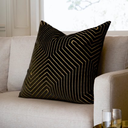 Paoletti Evoke Cut Black Velvet Cushion
