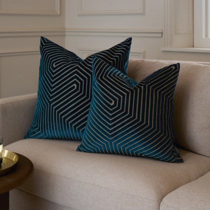 Paoletti Evoke Cut Navy Velvet Cushion