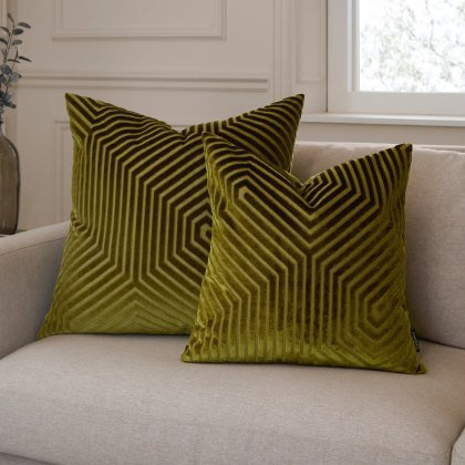Paoletti Evoke Cut Olive Velvet Cushion