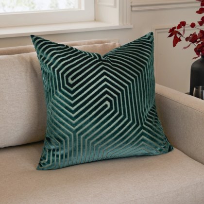 Paoletti Evoke Cut Teal Velvet Cushion