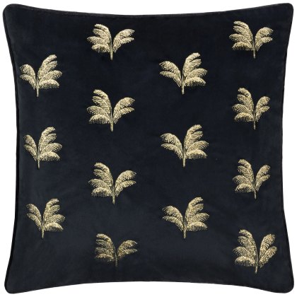 Paoletti Guilded Palms Black Embroidered Cushion