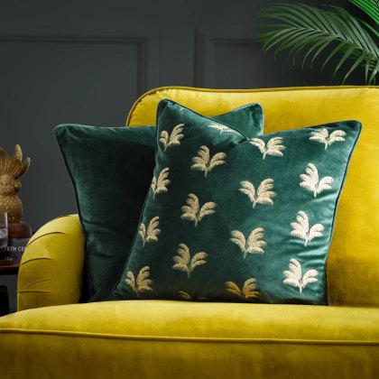 Paoletti Guilded Palms Emerald Embroidered Cushion