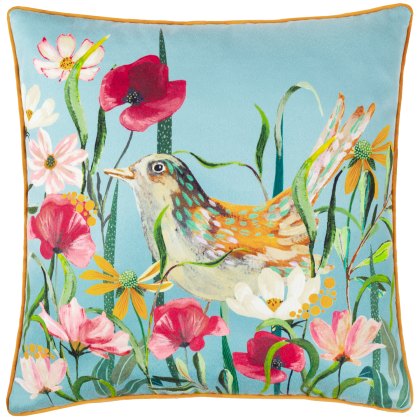 Paoletti Marais Bird Meadow Multicoloured Chenille Cushion