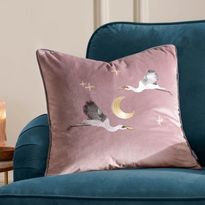 Paoletti Moonlit Flight Dusty Pink Embroidered Velvet Cushion Paoletti Moonlit Flight Dusty Pink Embroidered Velvet Cushion