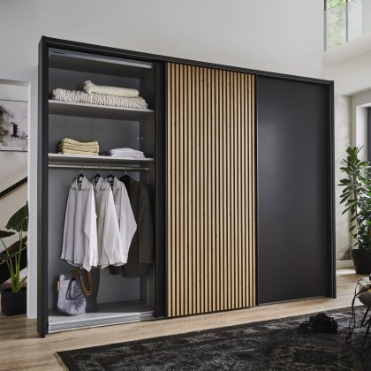 Wiemann Chicago 3m Sliding Wardrobe in Graphite with LEDs Wiemann Chicago 3m Sliding Wardrobe in Graphite with LEDs