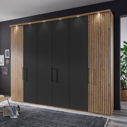 Wiemann Chicago 3m 6 Door Wardrobe in Graphite with Cornice and LEDs