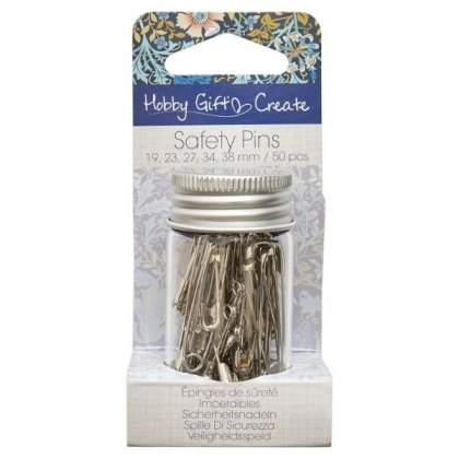 Hobby Gift Woodblock Floral Pack of 50 Safety Pins Hobby Gift Woodblock Floral Pack of 50 Safety Pins