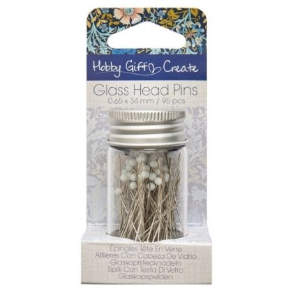 Hobby Gift Woodblock Floral Pack of 95 Glass Head Pins Hobby Gift Woodblock Floral Pack of 95 Glass Head Pins
