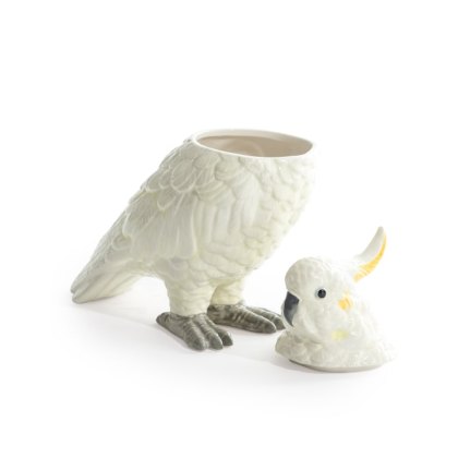 McGowan Rutherford White Ceramic Parrot Storage Jar/Vase McGowan Rutherford White Ceramic Parrot Storage Jar/Vase