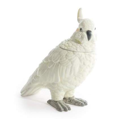 McGowan Rutherford White Ceramic Parrot Storage Jar/Vase McGowan Rutherford White Ceramic Parrot Storage Jar/Vase