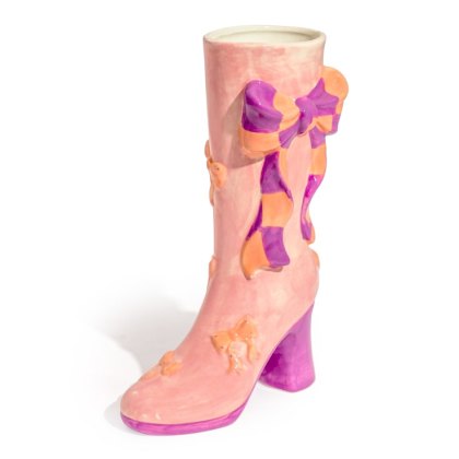 McGowan Rutherford Large Ribbon Bow Heeled-Boot Ceramic Vase