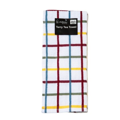 Le Chateaux Multi Check Cotton Terry Tea Towel Red Le Chateaux Multi Check Cotton Terry Tea Towel Red