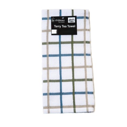 Le Chateaux Multi Check Cotton Terry Tea Towel Green Le Chateaux Multi Check Cotton Terry Tea Towel Green