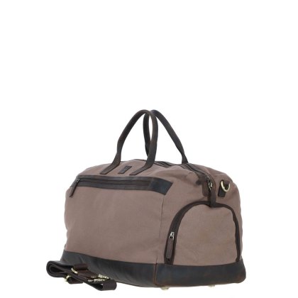 Ashwood Leather Fenland Canvas Leather Holdall Bag Mud/Grey
