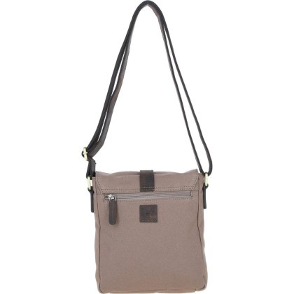 Ashwood Leather Fenland Canvas Leather Crossbody Bag Mud/Grey